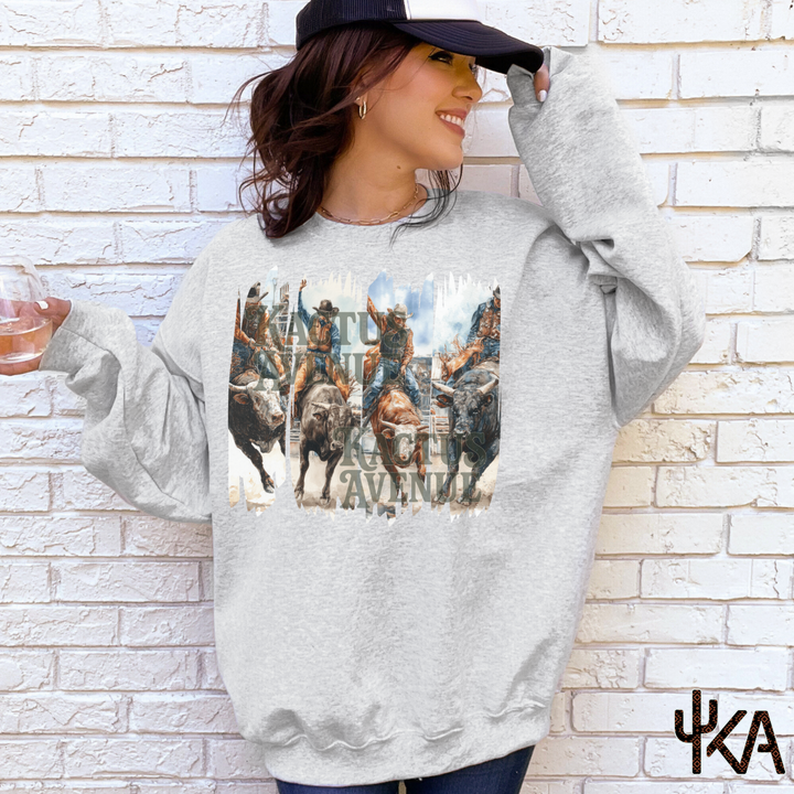 Vintage Bull Riding Brush Strokes Sweatshirt