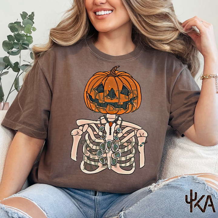 Turquoise Pumpkin Skelly (Comfort Colors)