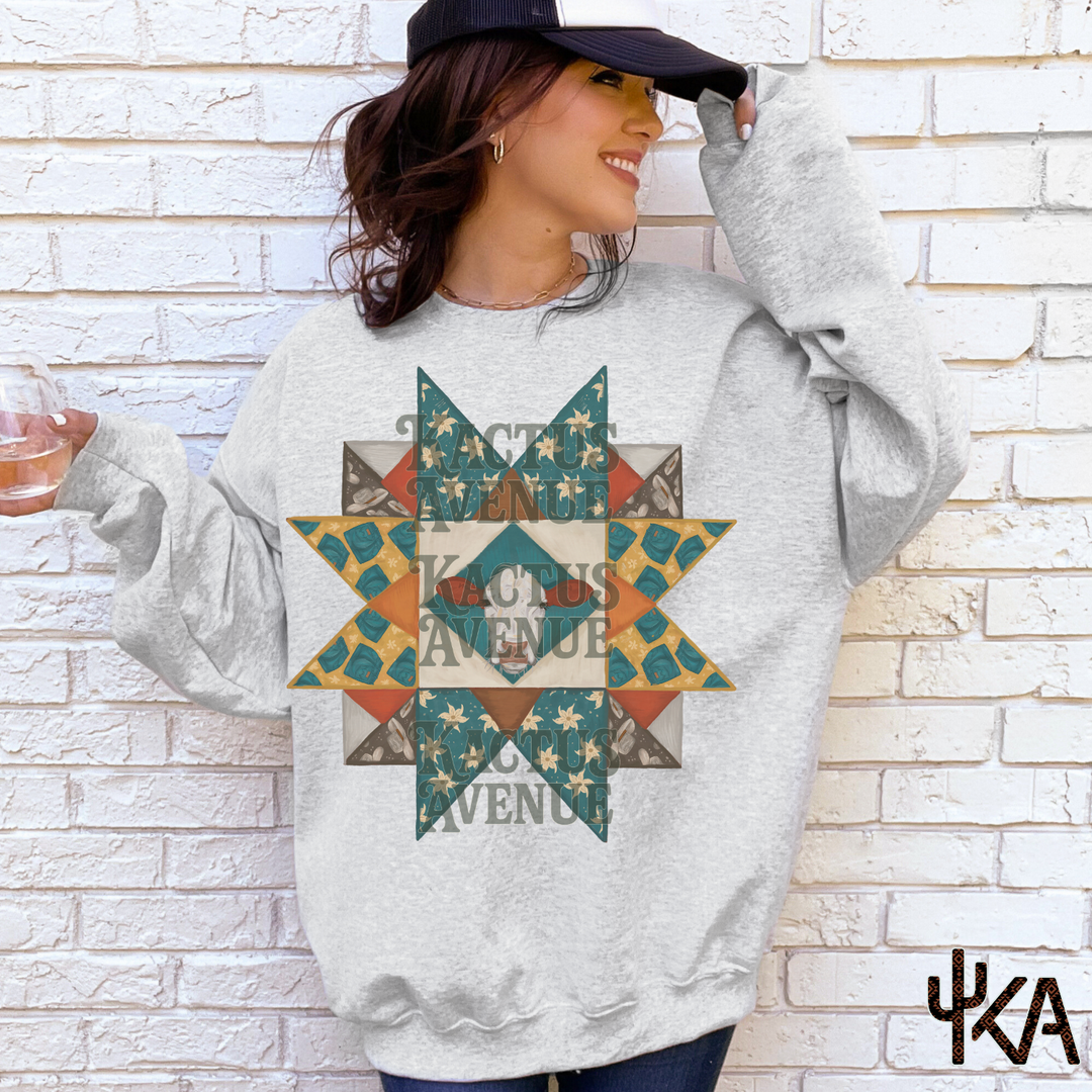 Quilt Block Cow Sweatshirt