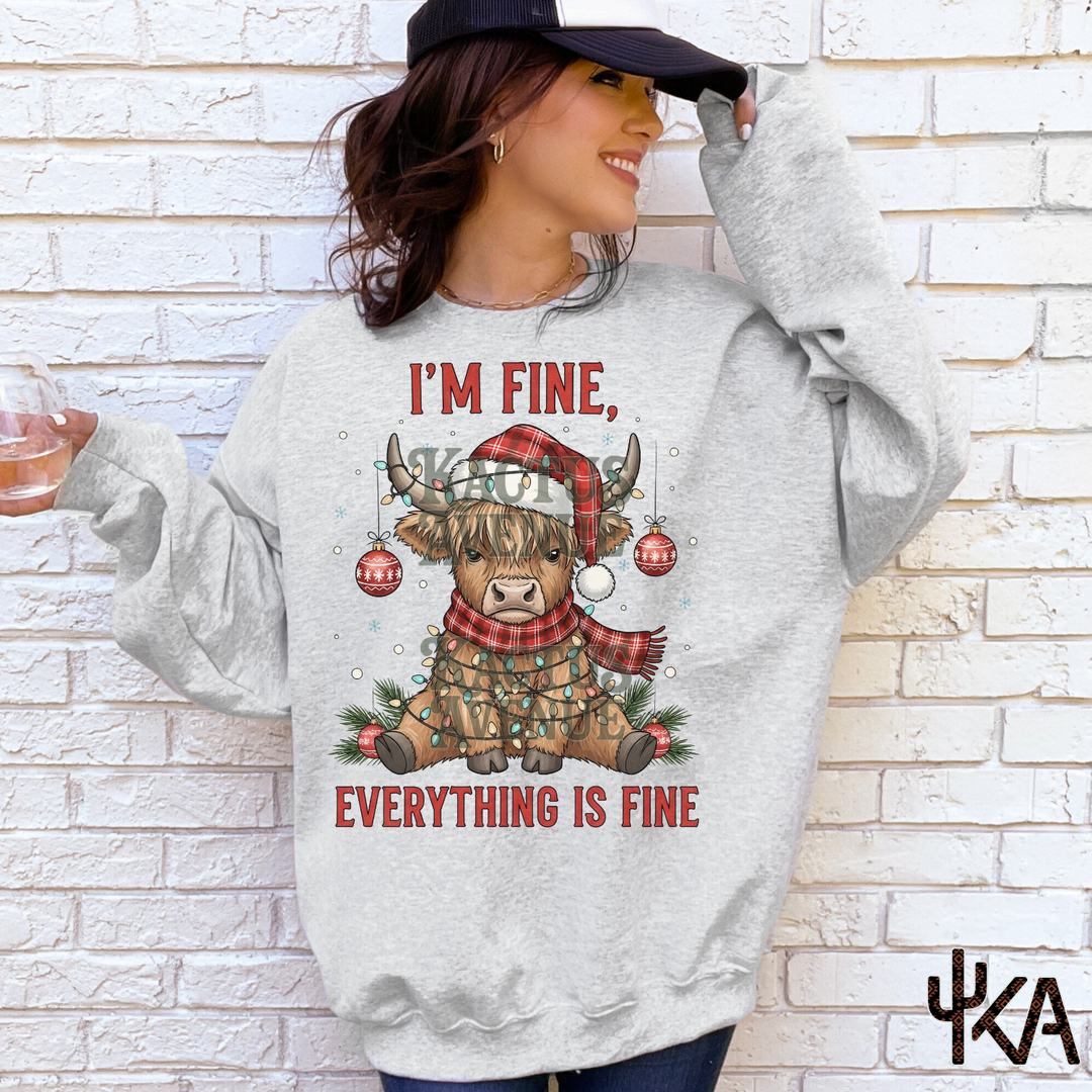 I'm Fine Highland Cow Sweatshirt