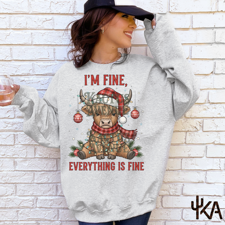 I'm Fine Highland Cow Sweatshirt