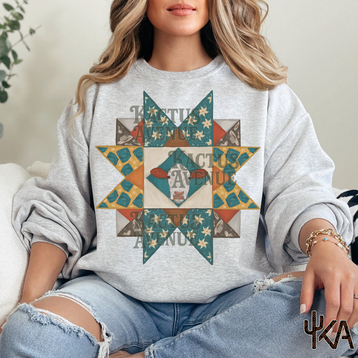 Quilt Block Cow Sweatshirt