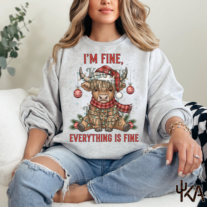 I'm Fine Highland Cow Sweatshirt