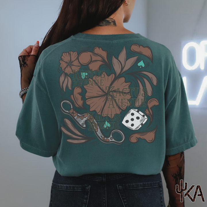 Tooled Leather Dice w/ Pocket (Comfort Colors)