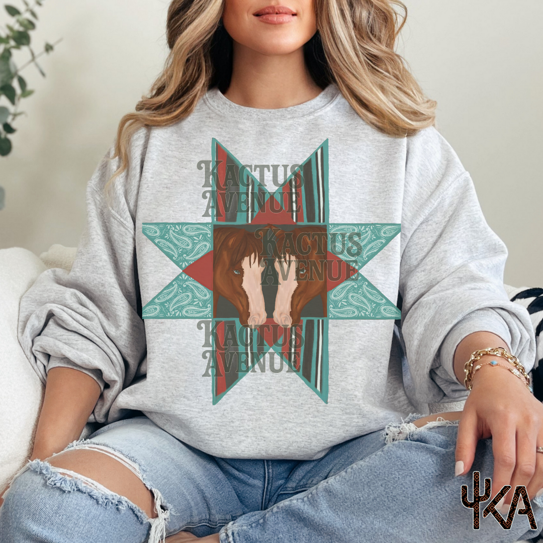Quilt Block Horses Sweatshirt