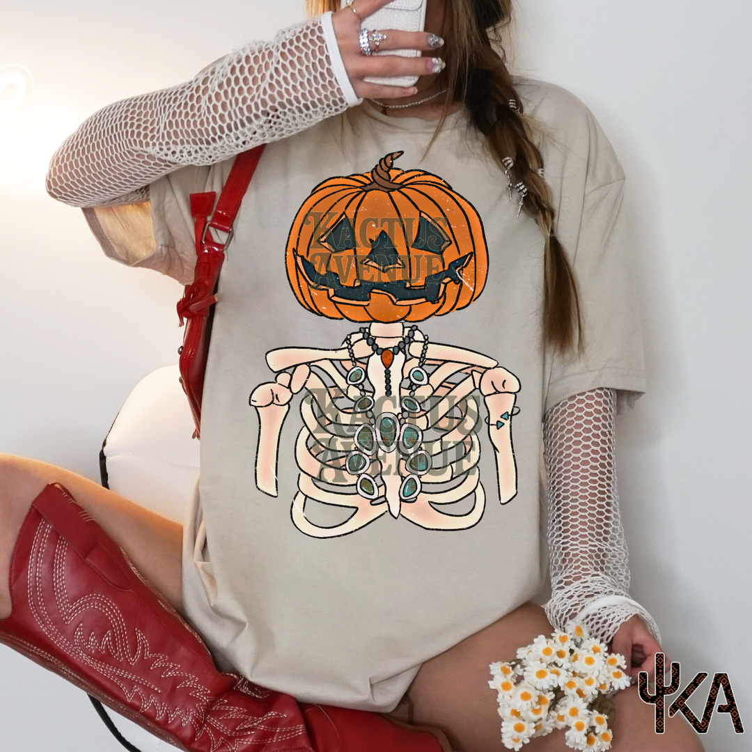 Turquoise Pumpkin Skelly (Comfort Colors)