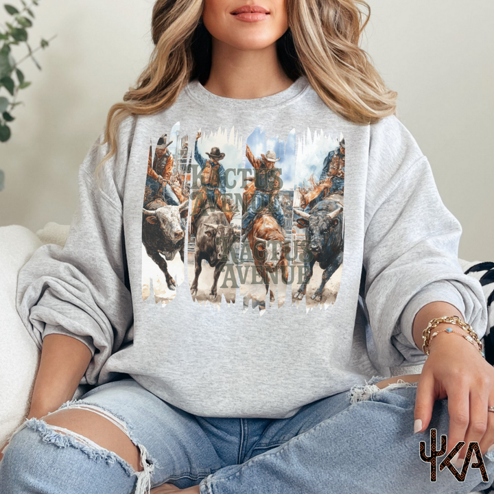 Vintage Bull Riding Brush Strokes Sweatshirt