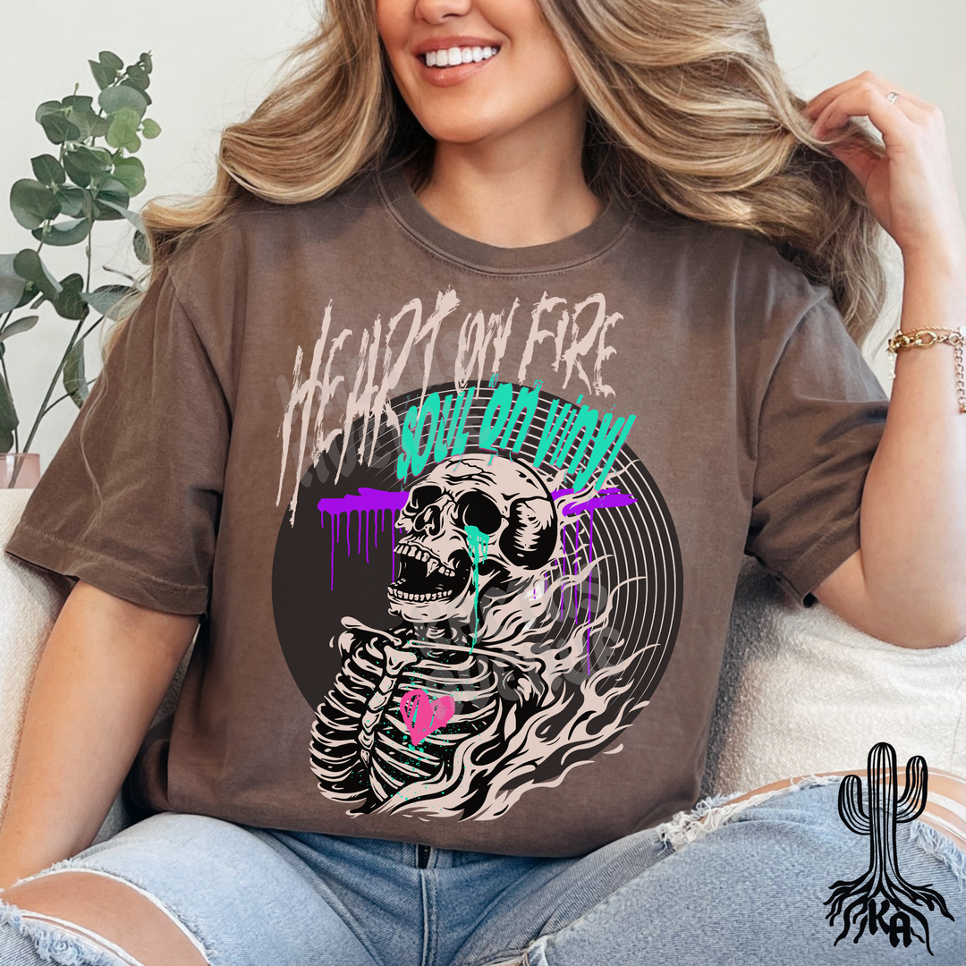 Heart on Fire Soul on Vinyl T-Shirt (Comfort Colors)