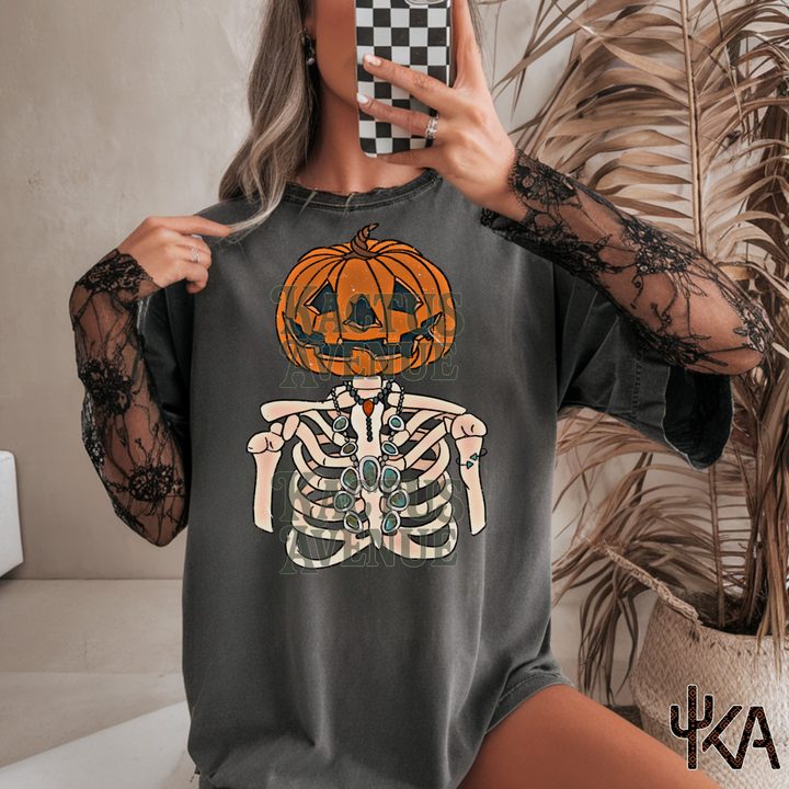 Turquoise Pumpkin Skelly (Comfort Colors)
