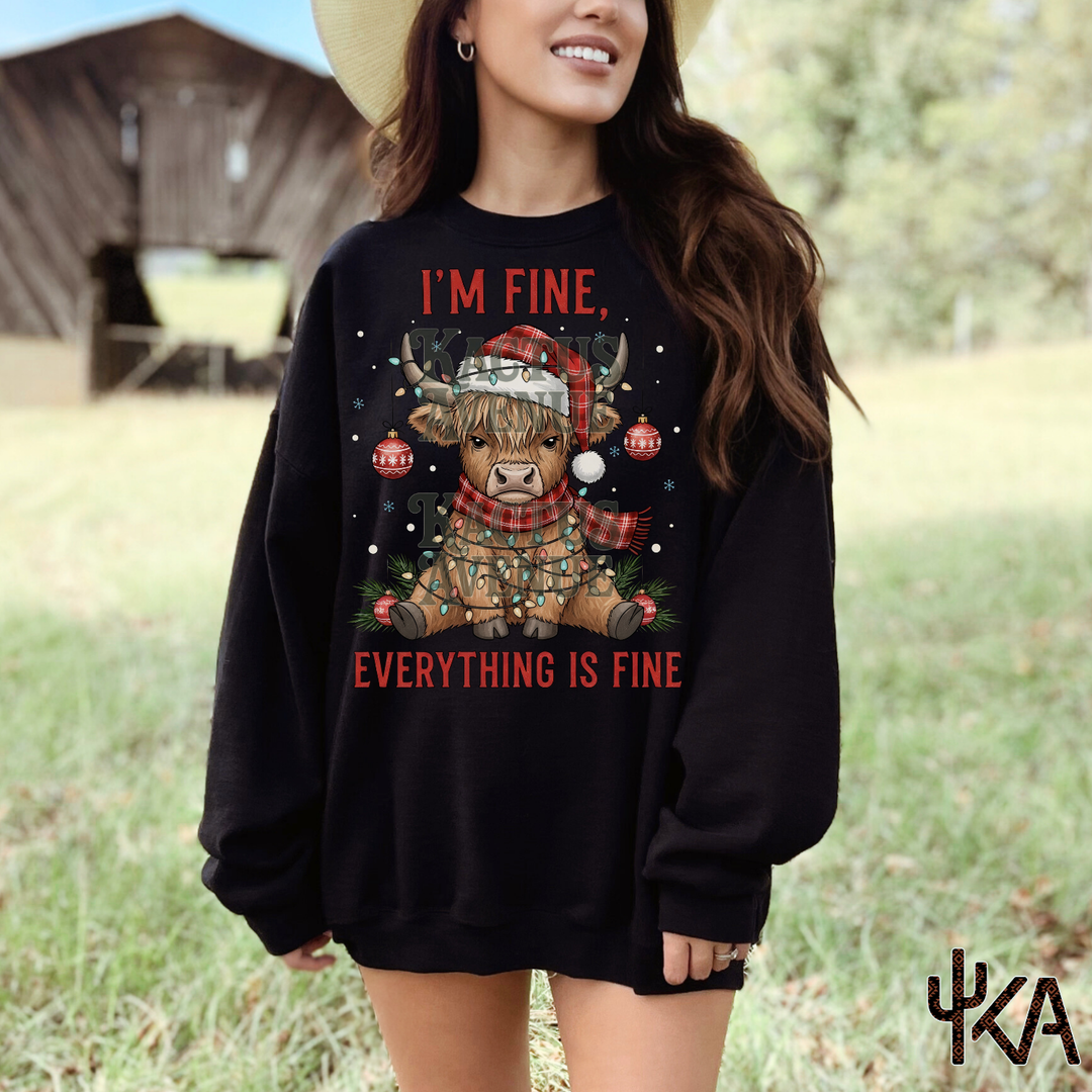 I'm Fine Highland Cow Sweatshirt