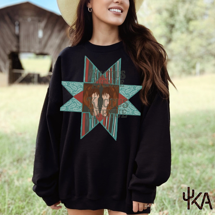 Quilt Block Horses Sweatshirt