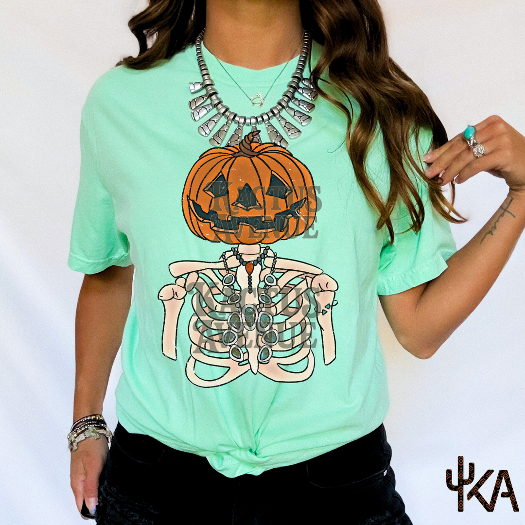 Turquoise Pumpkin Skelly (Comfort Colors)