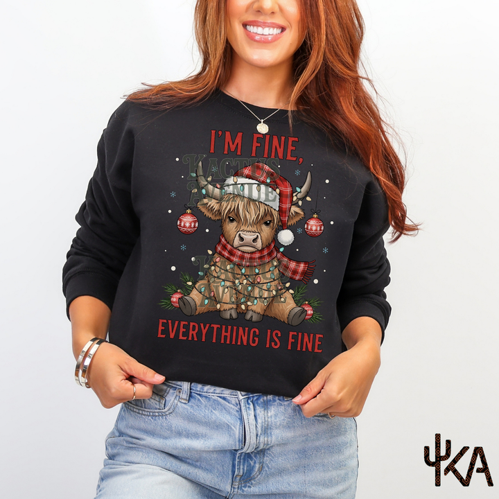 I'm Fine Highland Cow Sweatshirt