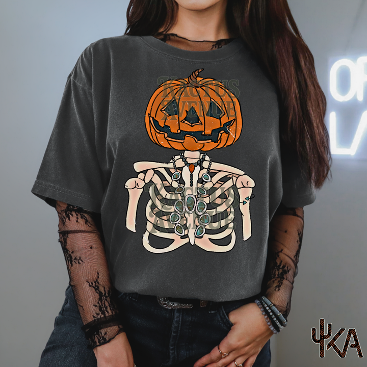 Turquoise Pumpkin Skelly (Comfort Colors)