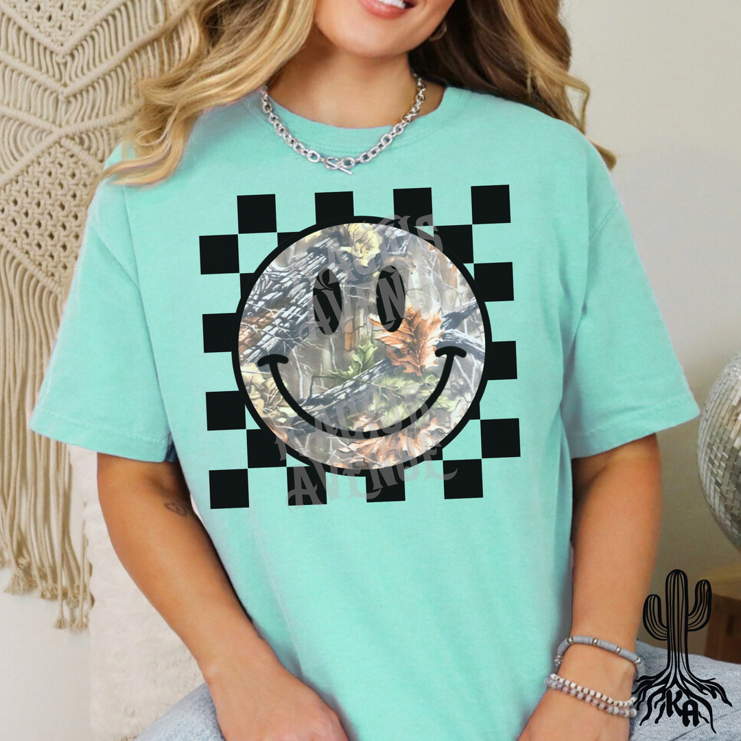 Camo Happy Face T-Shirt (Comfort Colors)