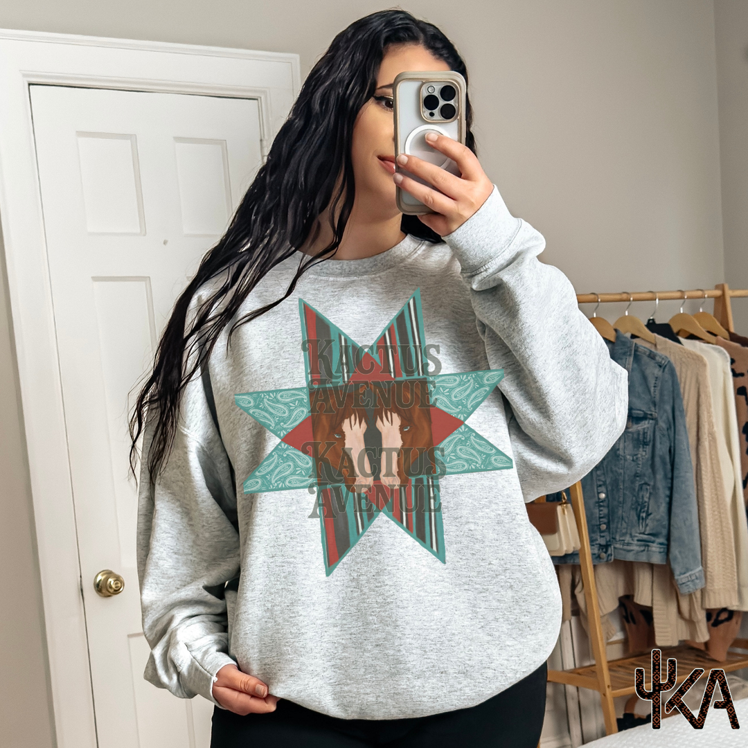 Quilt Block Horses Sweatshirt