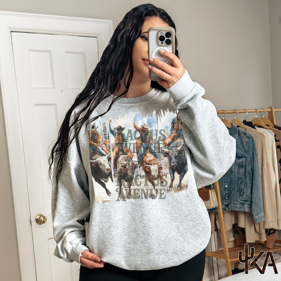 Vintage Bull Riding Brush Strokes Sweatshirt