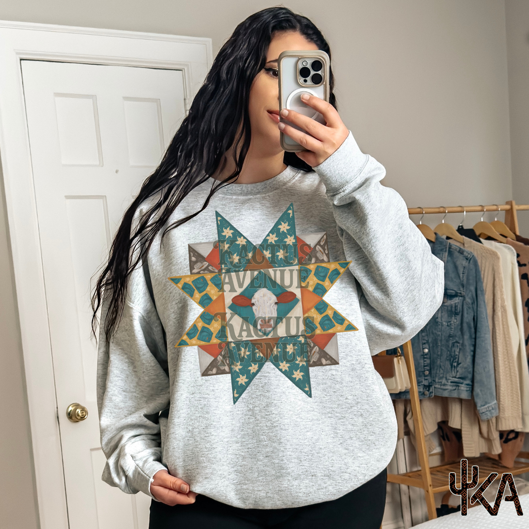 Quilt Block Cow Sweatshirt
