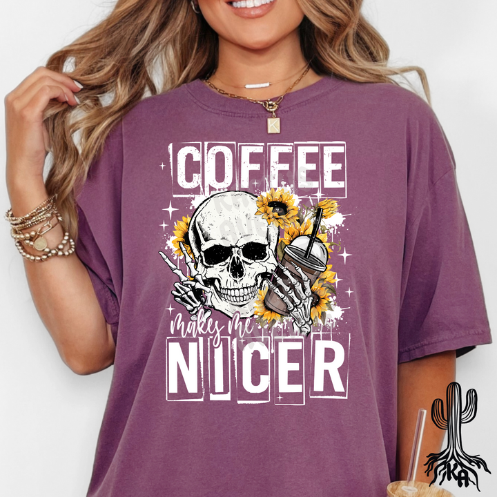 Coffee Makes Me Nicer T-Shirt (Comfort Colors)