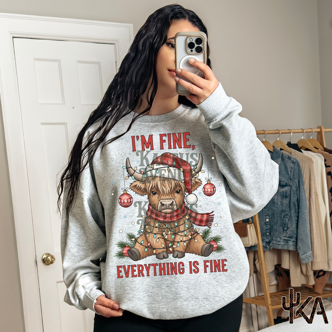 I'm Fine Highland Cow Sweatshirt