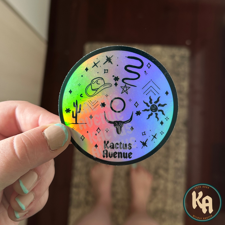 Kactus Avenue CD Holographic Hand Drawn Sticker