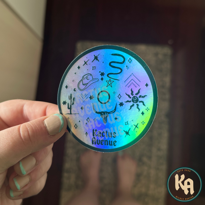 Kactus Avenue CD Holographic Hand Drawn Sticker