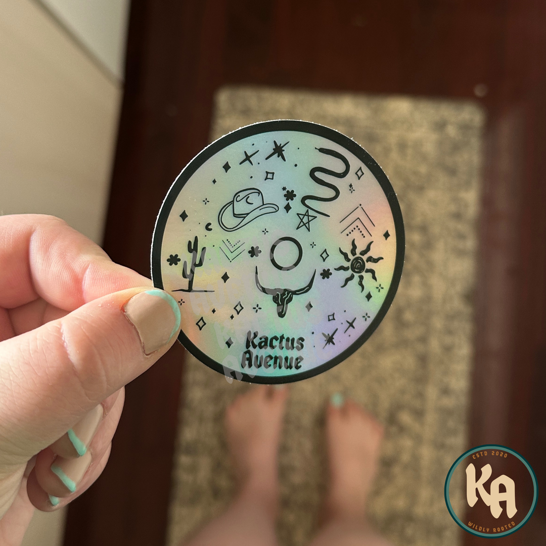 Kactus Avenue CD Holographic Hand Drawn Sticker