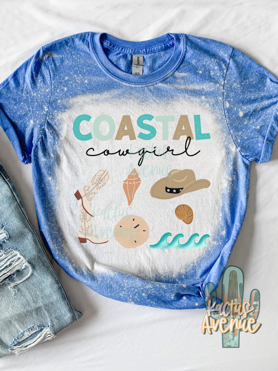 Coastal Cowgirl Bleached T-Shirt (Kactus Avenue Design)