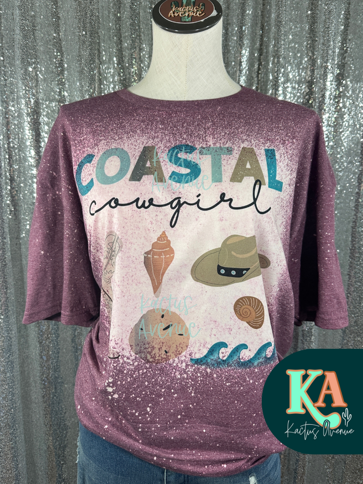 Coastal Cowgirl Bleached T-Shirt (Kactus Avenue Design)