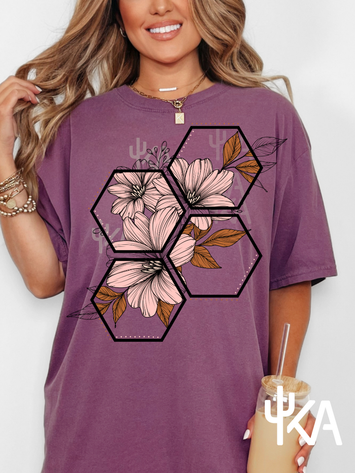 Floral Honeycomb T-Shirt (Comfort Colors)