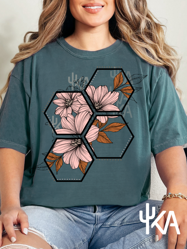 Floral Honeycomb T-Shirt (Comfort Colors)