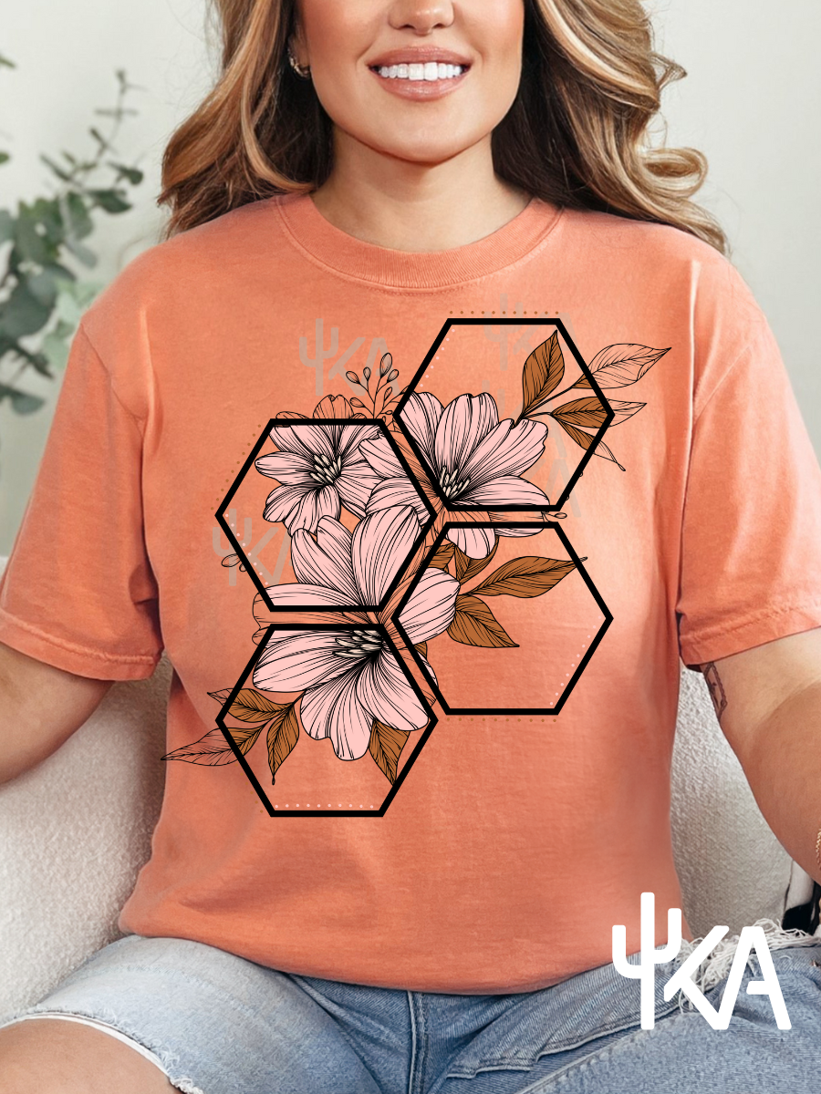 Floral Honeycomb T-Shirt (Comfort Colors)