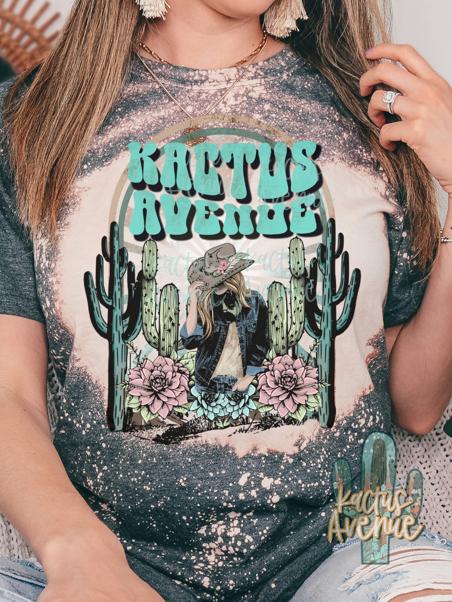 Kactus Avenue Cowgirl Bleached T-Shirt