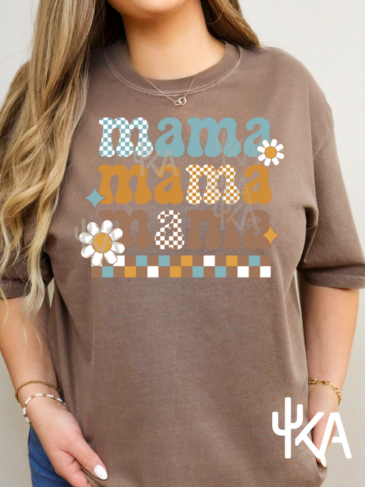 Checkered Boho Mama T-Shirt (Comfort Colors)