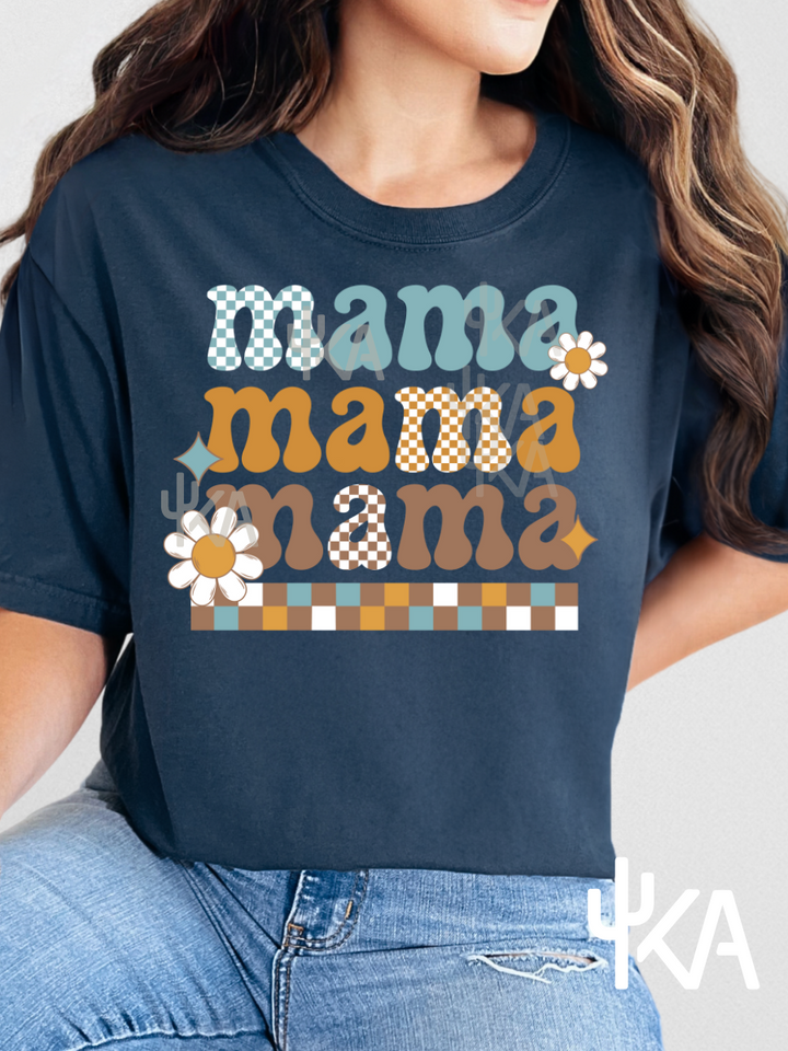 Checkered Boho Mama T-Shirt (Comfort Colors)