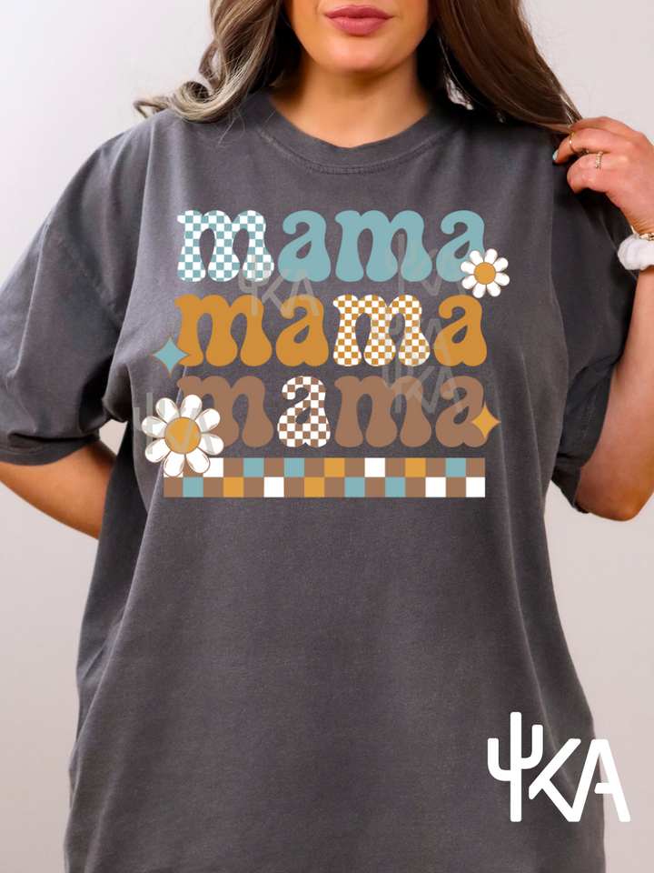 Checkered Boho Mama T-Shirt (Comfort Colors)