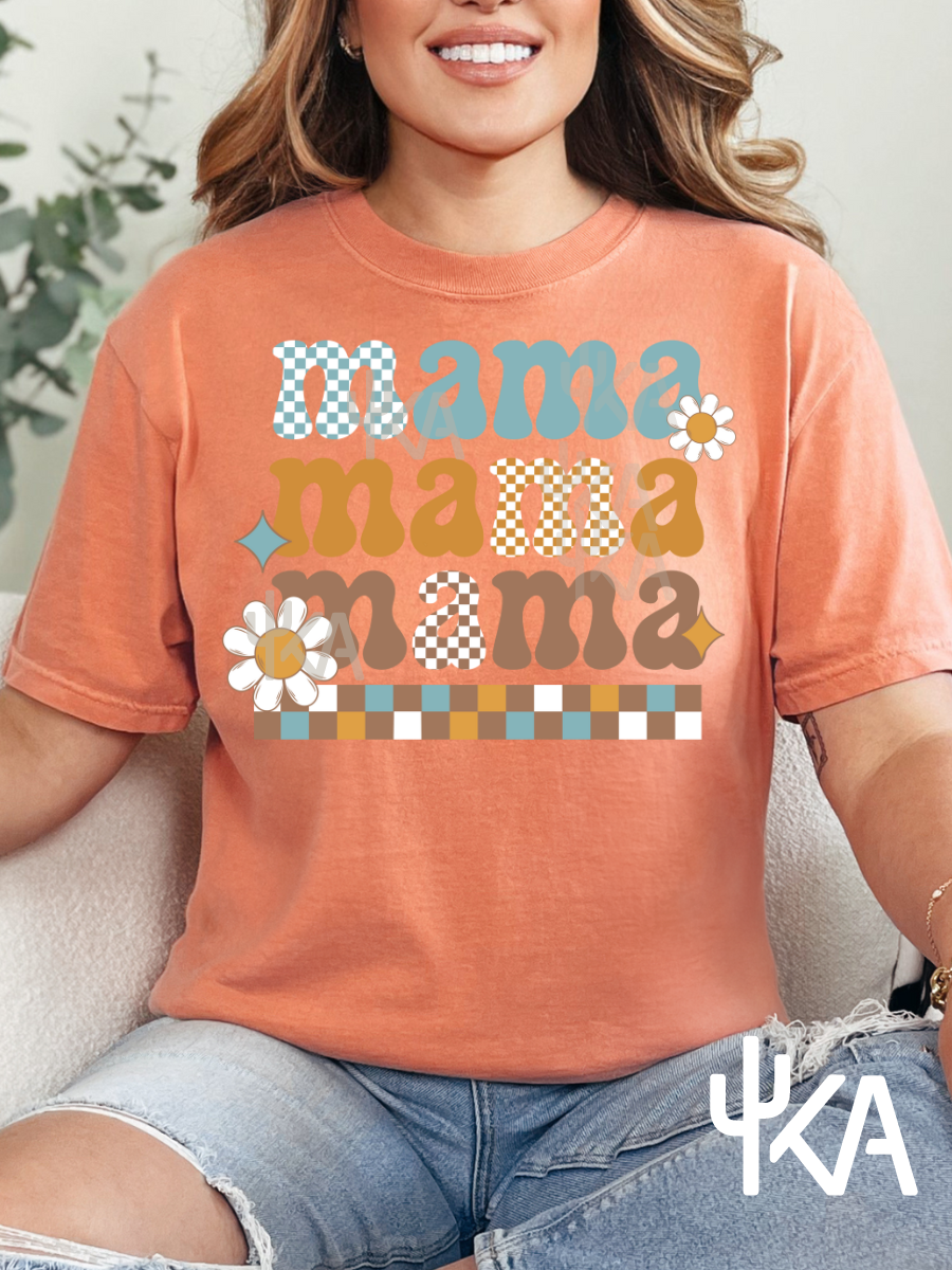 Checkered Boho Mama T-Shirt (Comfort Colors)