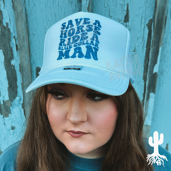 Save a Horse Blue Collar Trucker Hat