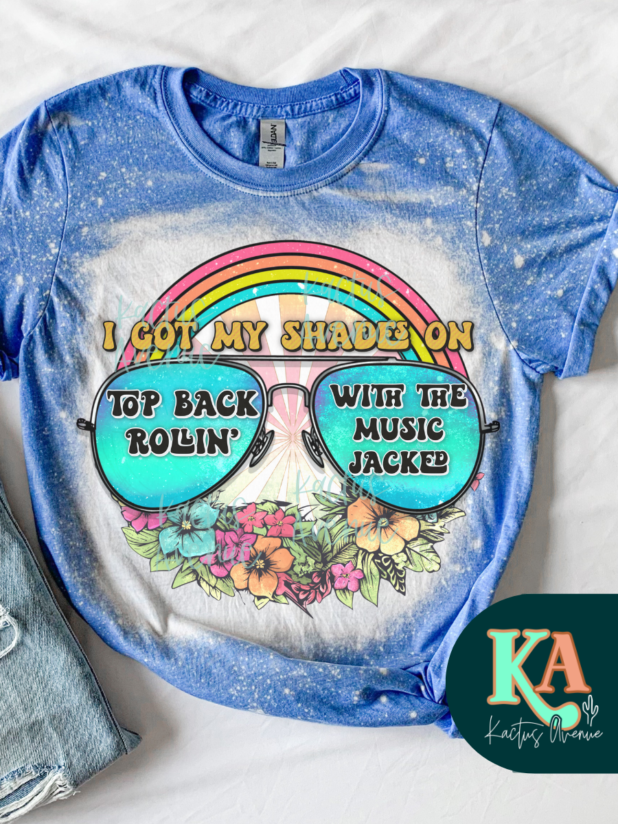 Shades On Bleached T-Shirt (Kactus Avenue Design)