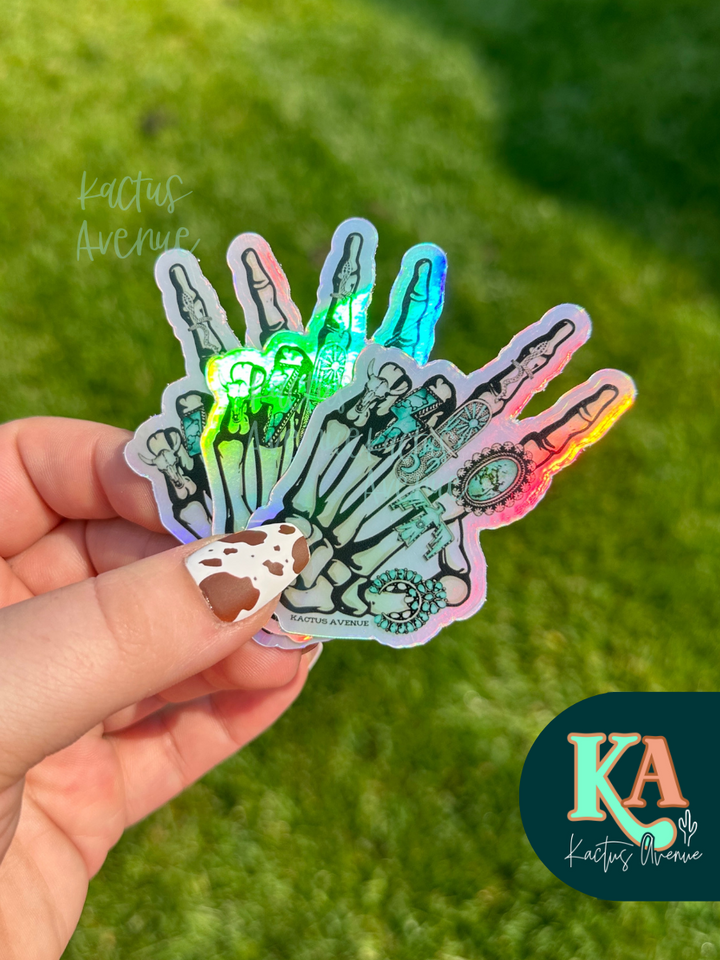 Western Holographic Skelly Holographic Sticker