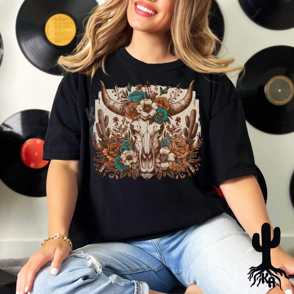 Floral Steerhead T-Shirt (Comfort Colors) – Kactus Avenue