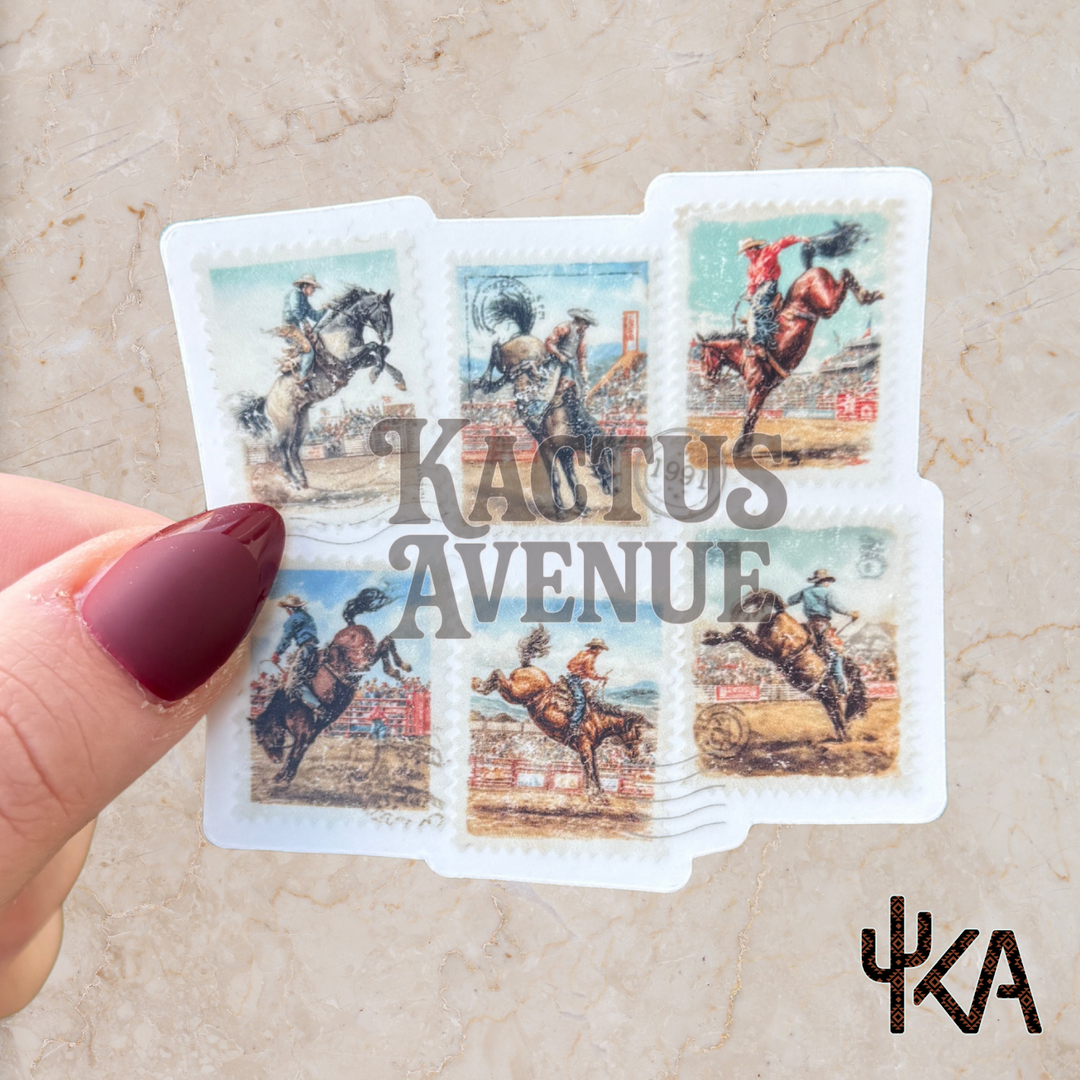 Vintage Western Stamps Sticker (Clear)