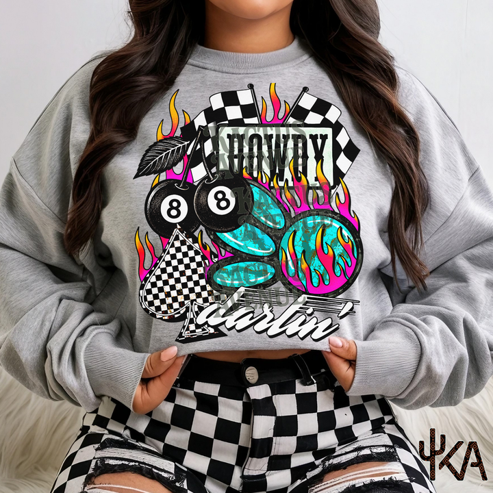 western checkered collage sweatshirt