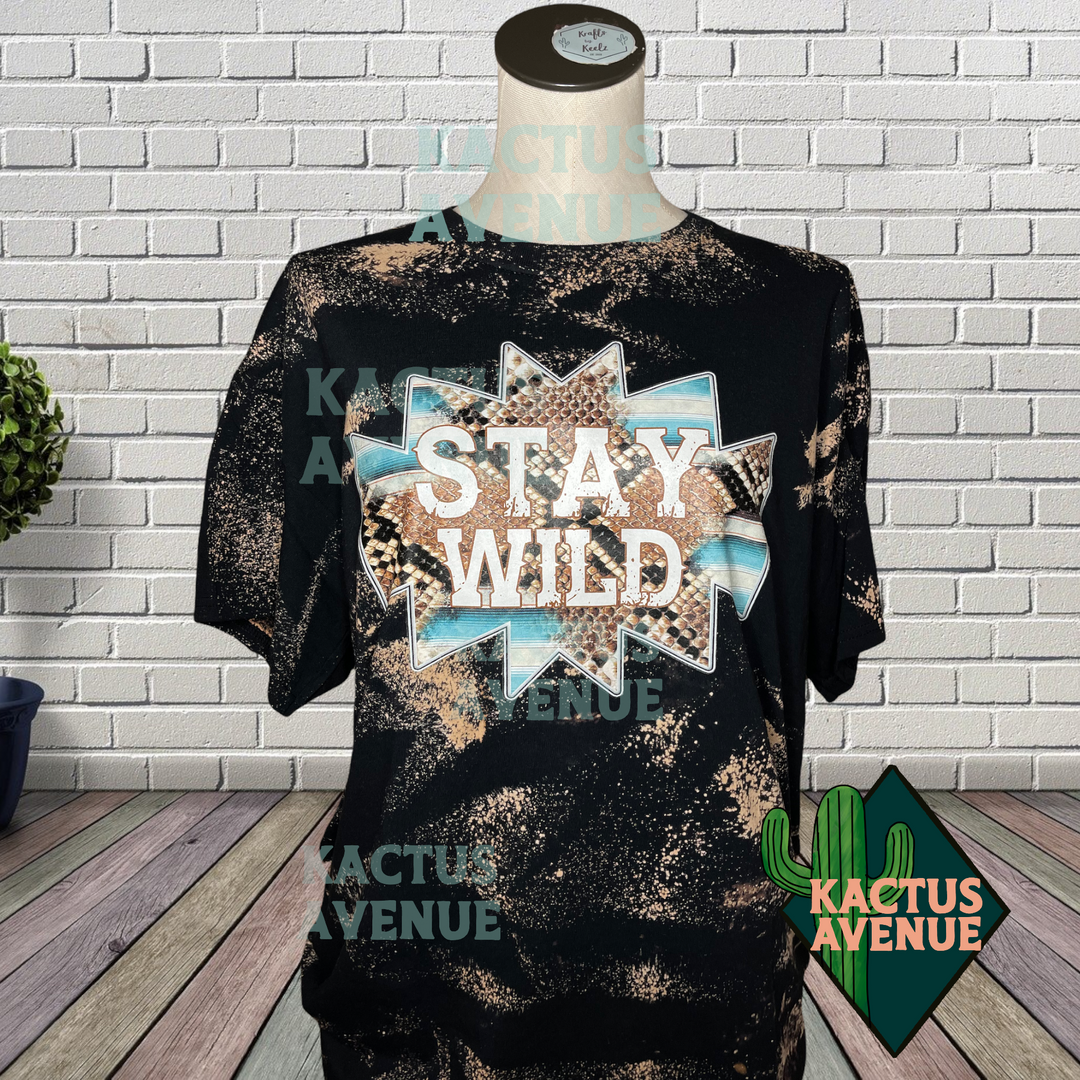 RTS - Stay Wild Bleached T-Shirt (Small)