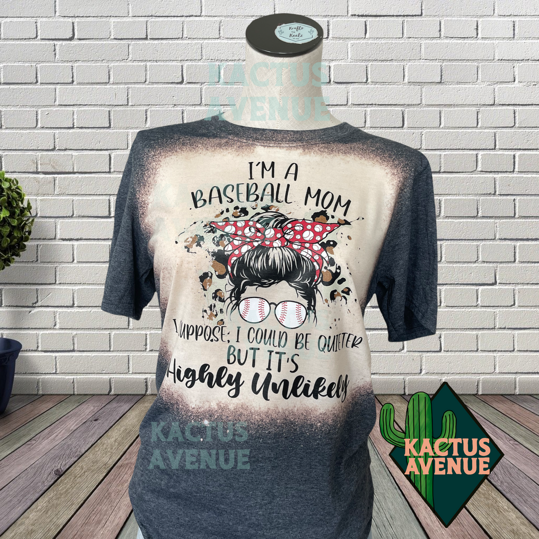 Loud Baseball Mom Bleached T-Shirt