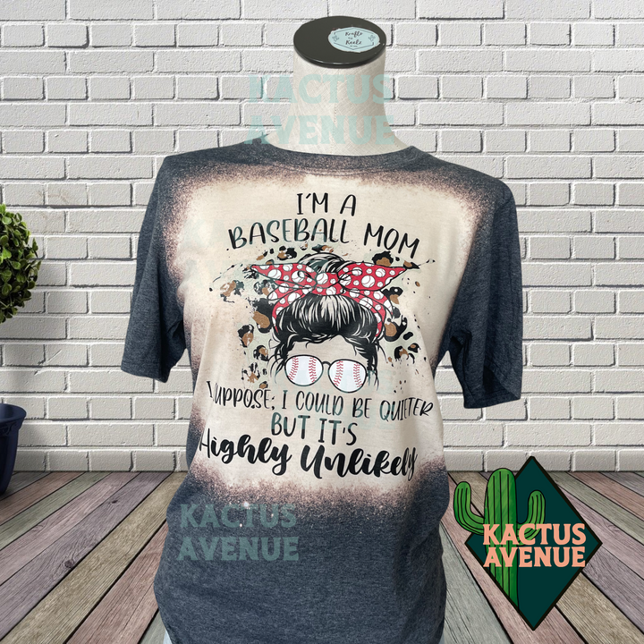 RTS - Loud Baseball Mom Bleached T-Shirt