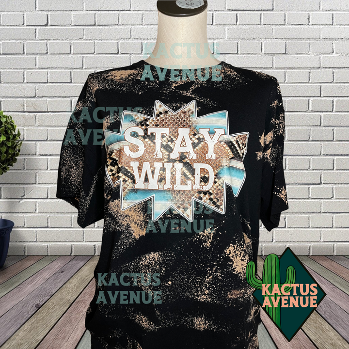 RTS - Stay Wild Bleached T-Shirt (Small)