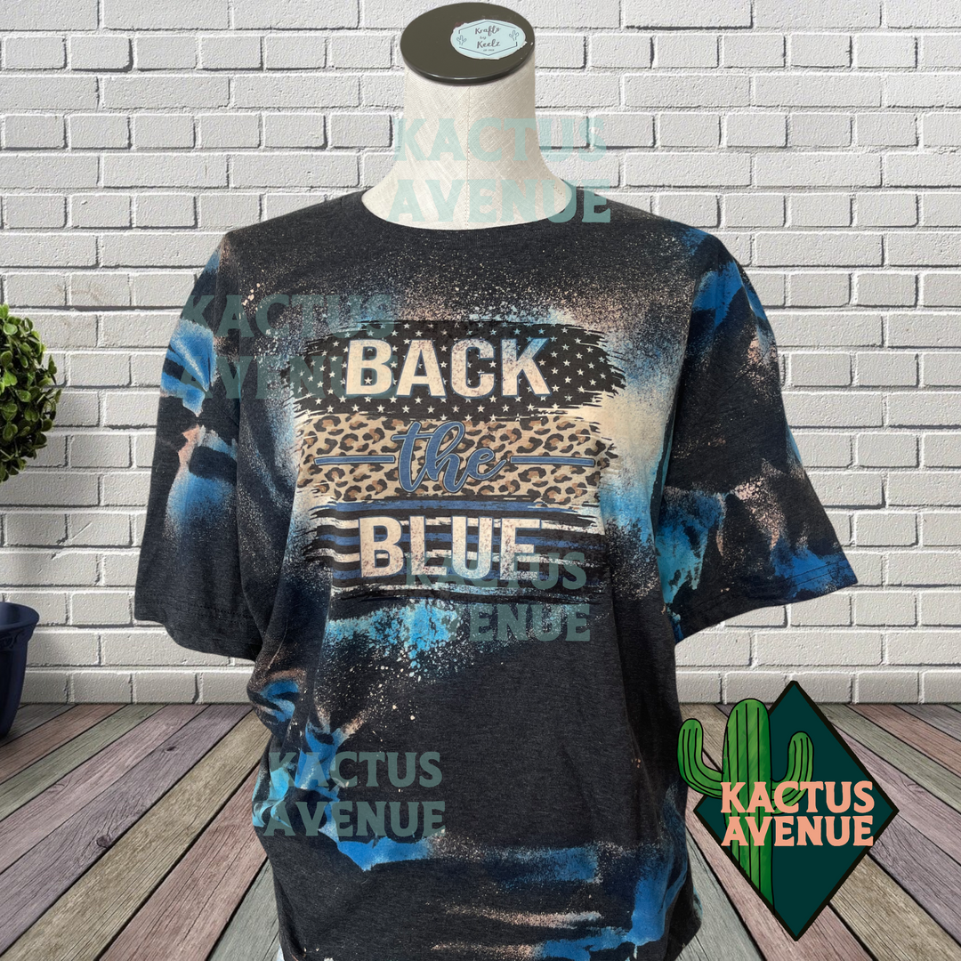 Back the Blue Color + Bleached T-Shirt