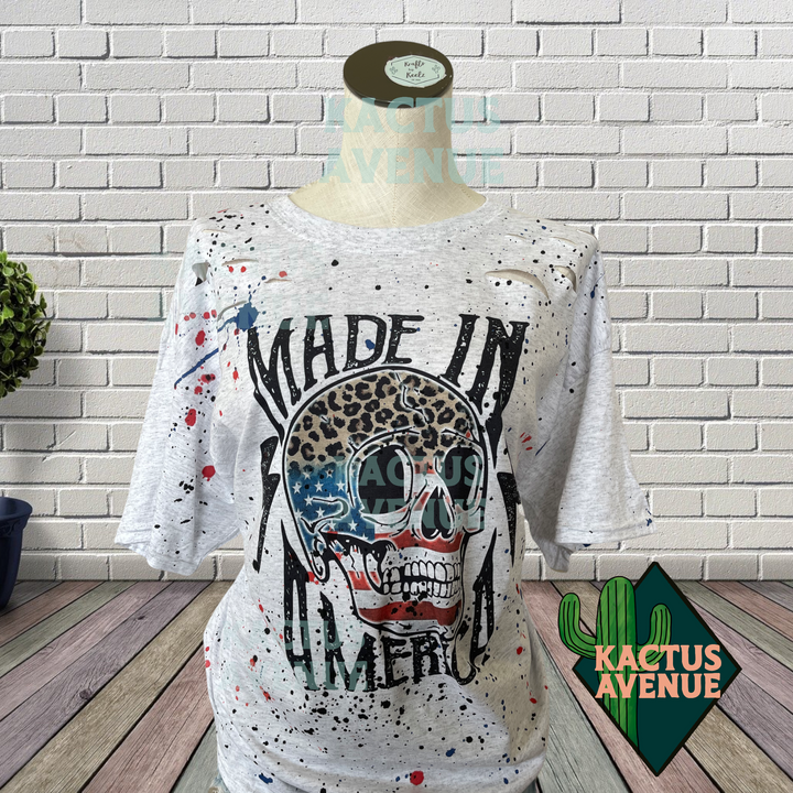 Made in America Skull Color Splatter T-Shirt
