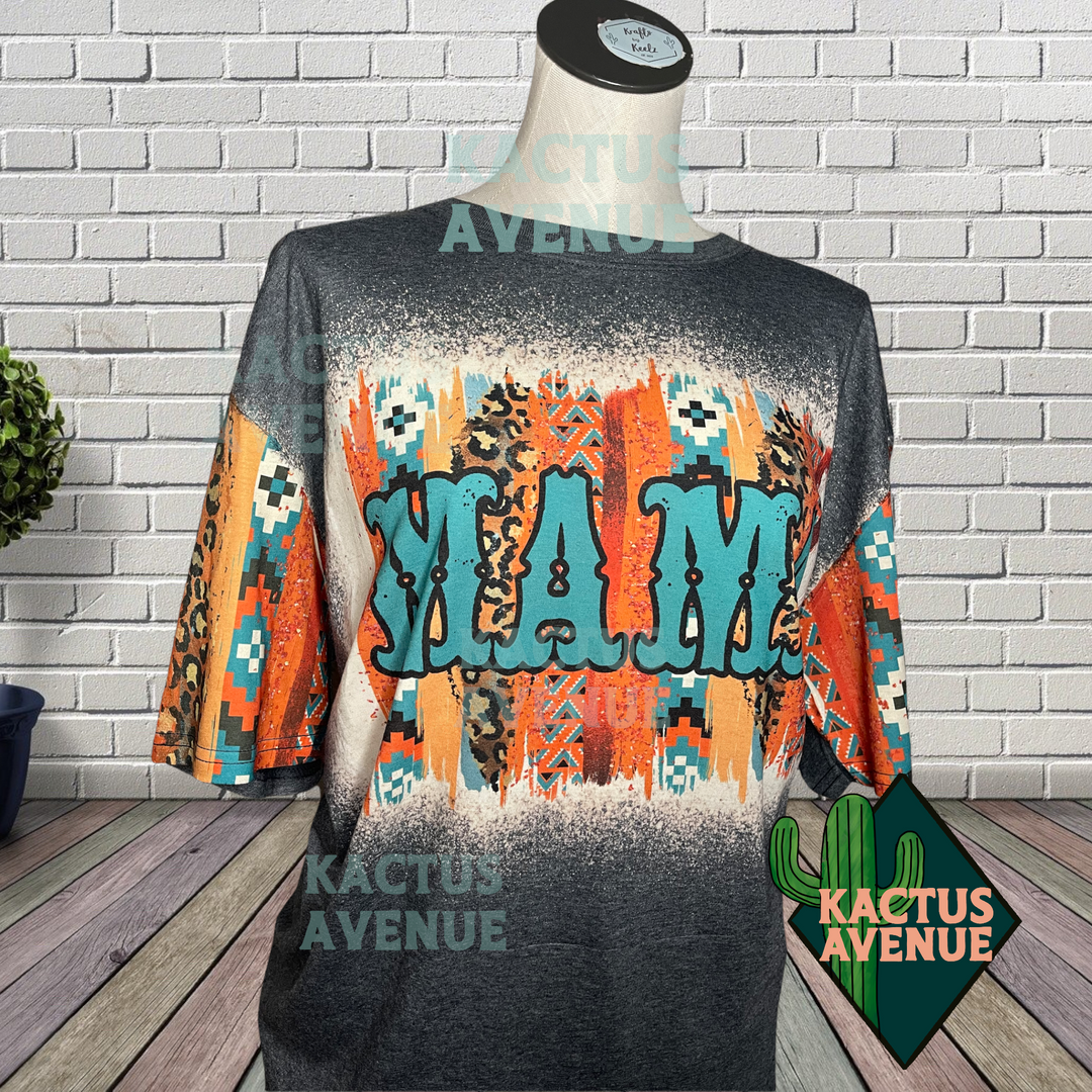 Western Aztec Mama Bleached T-Shirt